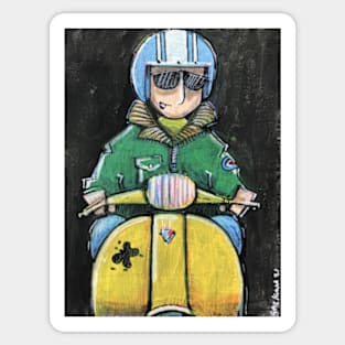 Retro Scooter, Classic Scooter, Scooterist, Scootering, Scooter Rider, Mod Art Sticker